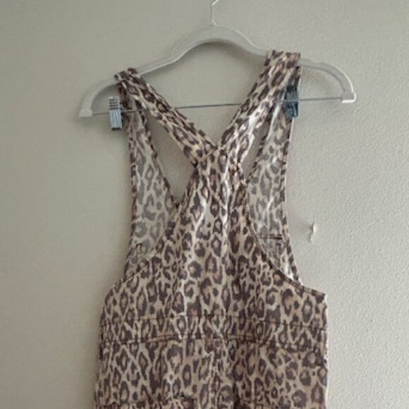 Urban Outfitters Camille Leopard Print Cheetah Cotton Zip Racerback Overalls NEW - Picture 11 of 16
